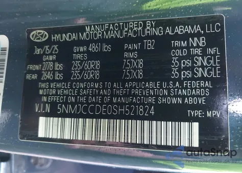 2025 Hyundai Tucson Sel Convenience z USA, uszkodzony, nr VIN 5NMJCCDE0SH521824